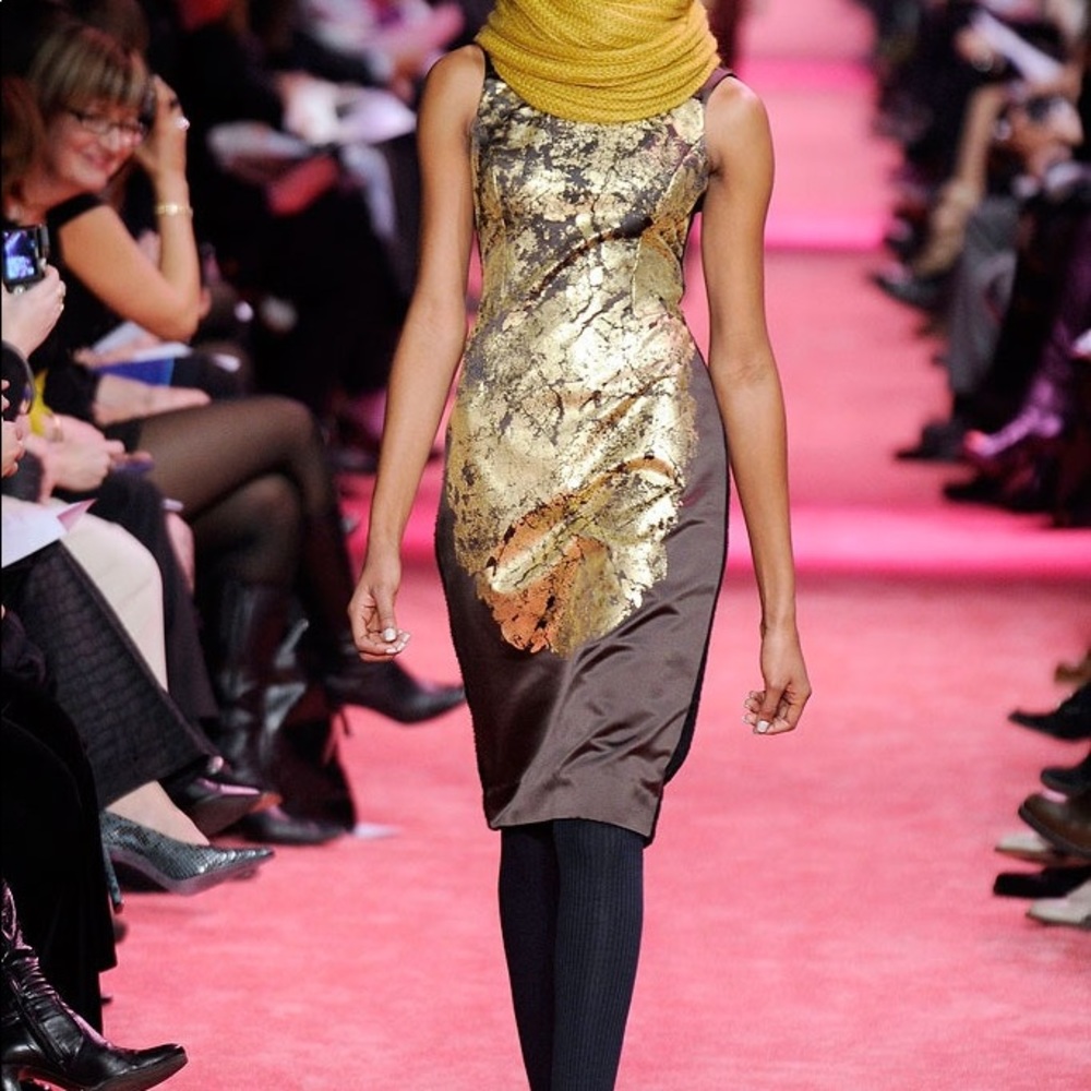 Jason Wu Fall 2010 Brown and Gold silk dress